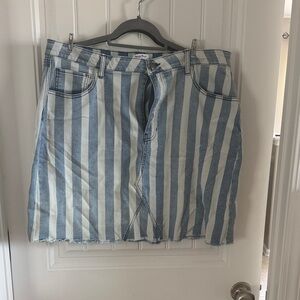 White Birch Blue and White Checkered Denim Skirt